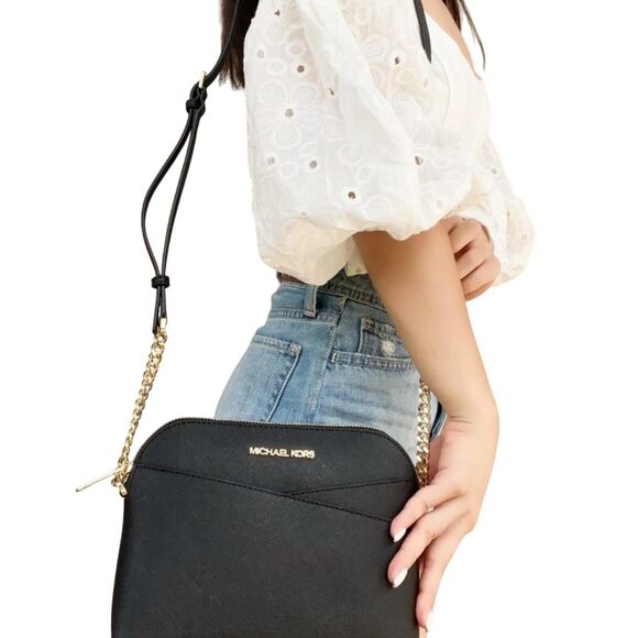 Michael Kors Black Jet Set Travel Medium Dome Crossbody Bag - Picture 11 of 11